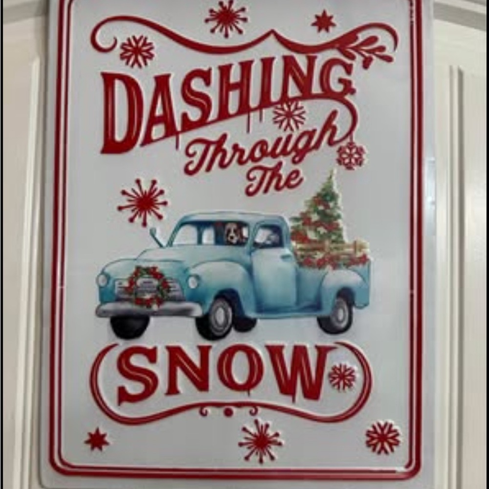 Festive Red and Blue Holiday Sign